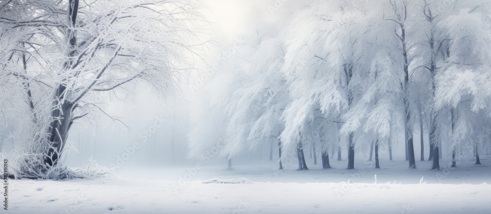 Snow-covered forest with icy trees Snow-covered forest with icy trees