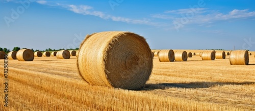 Hay field with distant stra...