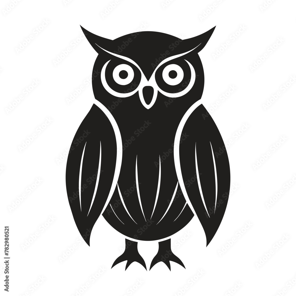 A silhouette owl black and white logo vector clip art A silhouette owl black and white logo vector clip art