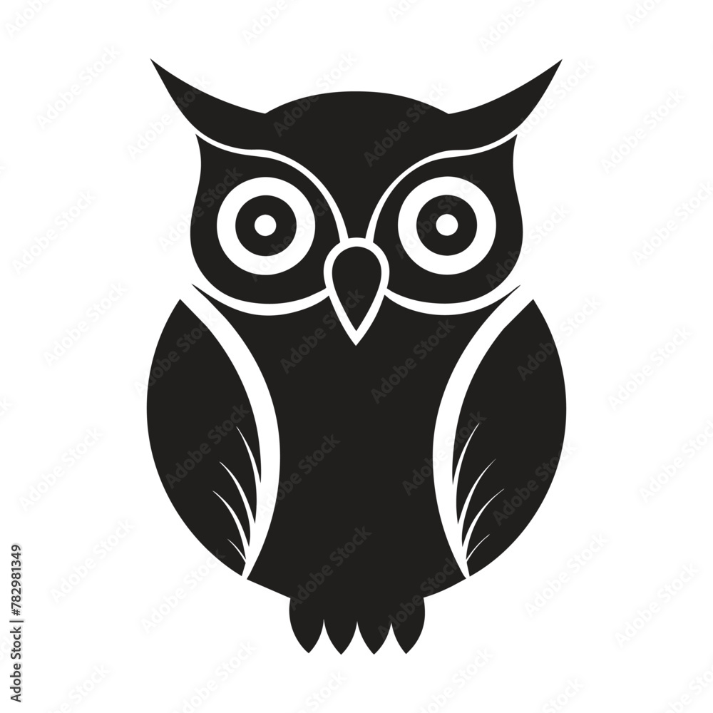Fototapeta premium A silhouette owl black and white logo vector clip art