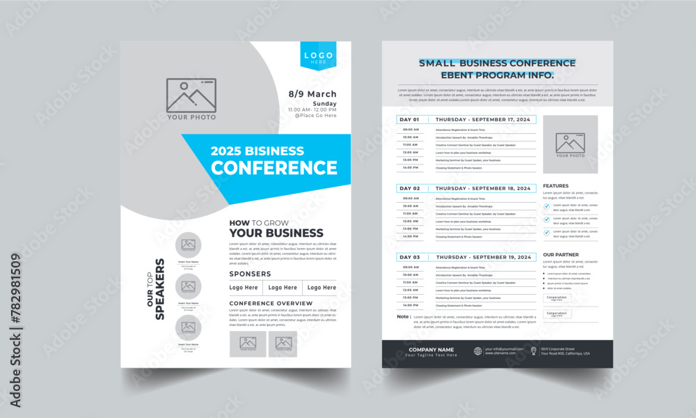 Event / Business Conference, Event Schedule layout design template with unique design style concept