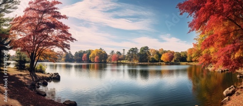 Trees changing colors by la...
