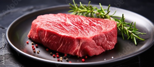 Plate with grilled meat and...