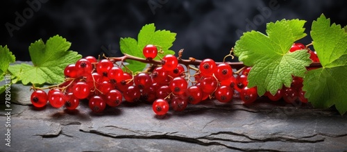 Redcurrants on a stone surface