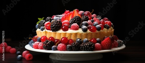 Cake with Berries and Raspb...