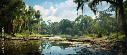 River surrounded by trees a...