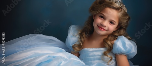 Girl in blue dress and tiara