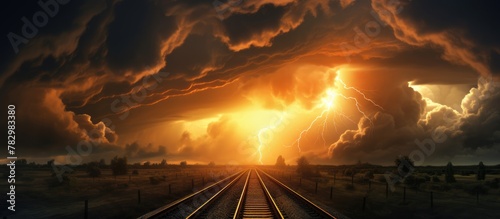 Train track struck by light...