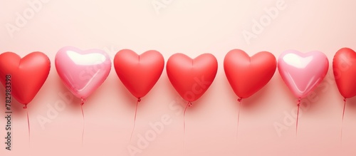 Heart Balloons on Pink Back...