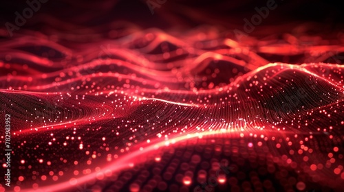 abstract technology red particles lines mesh background