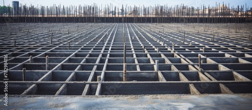 Metal grille close-up at construction site