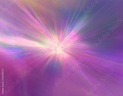 Abstract burst, digital flare, iridescent glare, lens flare effects for overlay. Magenta, pink, purple colors background