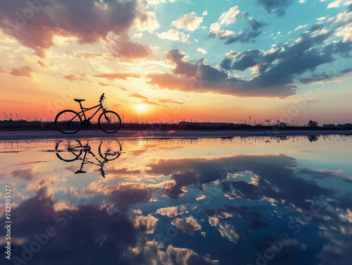 Sunset Reflections with Bicycle