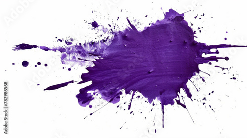 Violet purple paint splatter on a pure white background photo