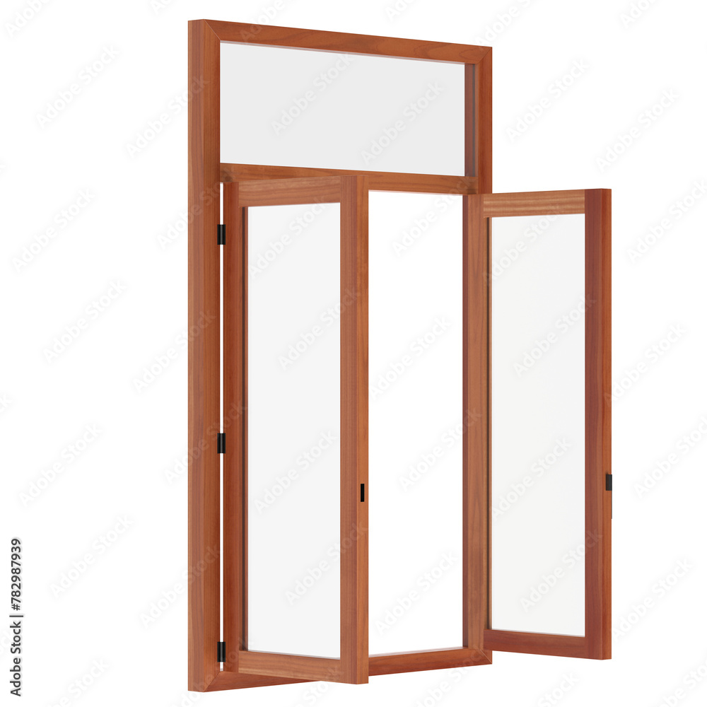 3D rendering illustration of a double window with transom 3D rendering illustration of a double window with transom