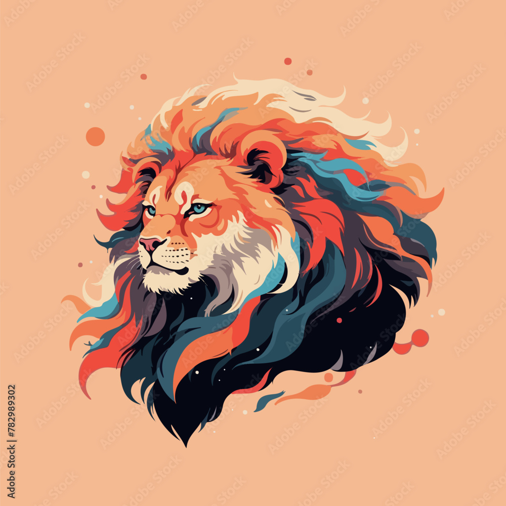 Fototapeta premium Colorful Lion Head Vector Illustration