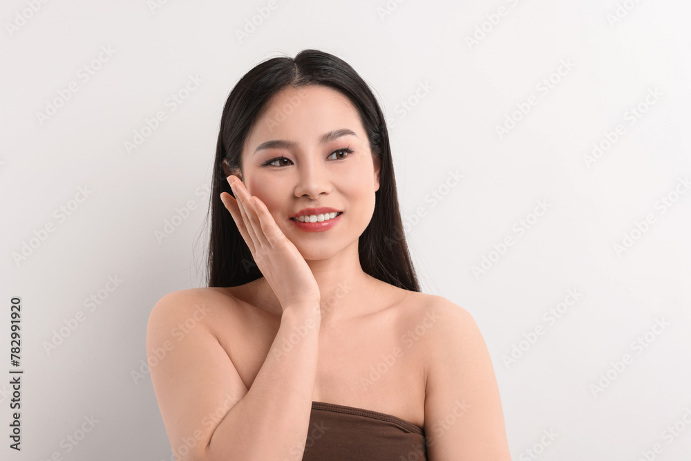 Portrait of beautiful woman on white background Portrait of beautiful woman on white background