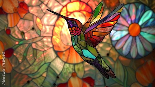 stained glass window hummingbird © MeharUn