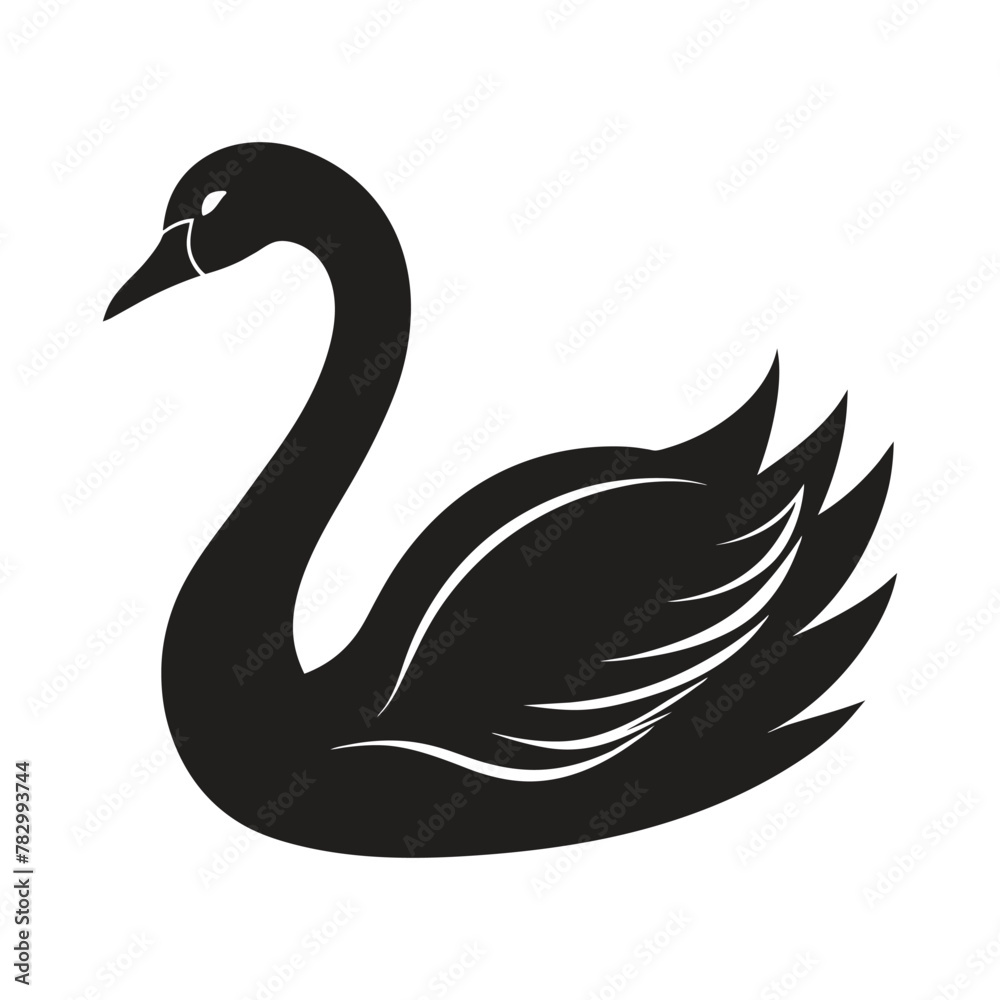 A silhouette swan black and white logo vector clip art A silhouette swan black and white logo vector clip art