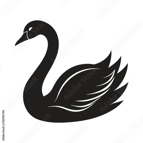 A silhouette swan black and white logo vector clip art © Soleman