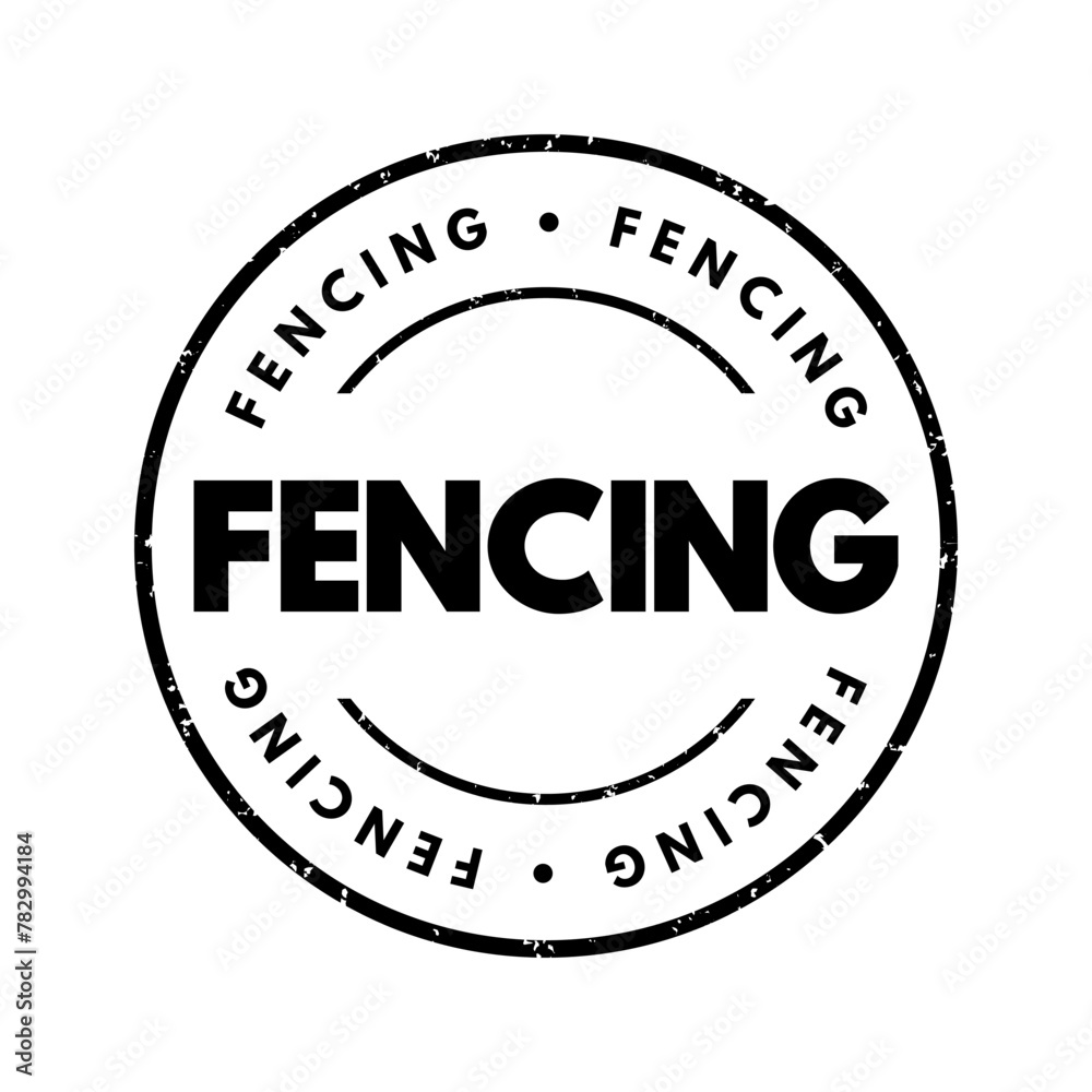 Fencing is a combat sport involving two opponents who use bladed weapons, text concept stamp