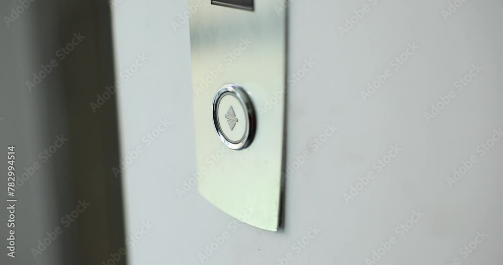 Woman presses the elevator button concept Woman presses the elevator button concept