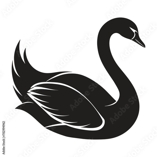 A silhouette swan black and white logo vector clip art