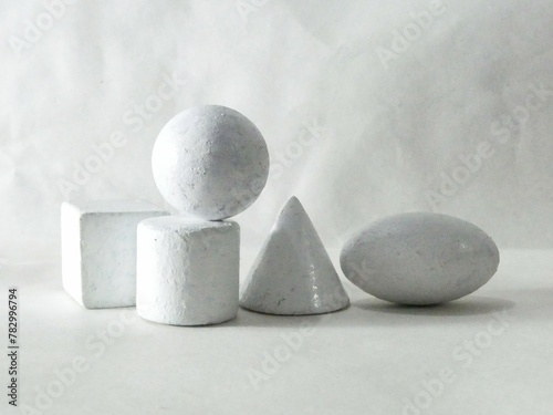 white Box Cylinder Sphere Cone oval 3d model shapes, reference photo for pencil drawing photo