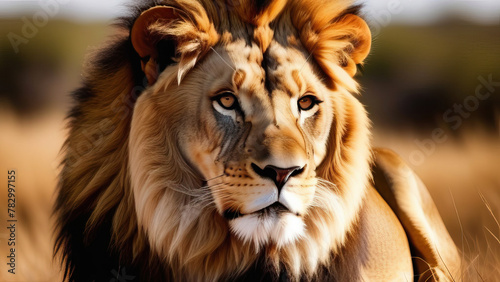 Wild Lion in Its Native Environment: Majestic Predator