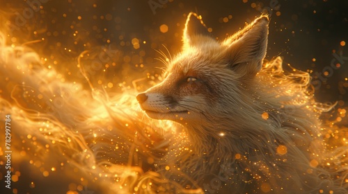 White-Tailed Fox Soaring Through Starlit Skies, Embarking on Celestial Journey. © pengedarseni