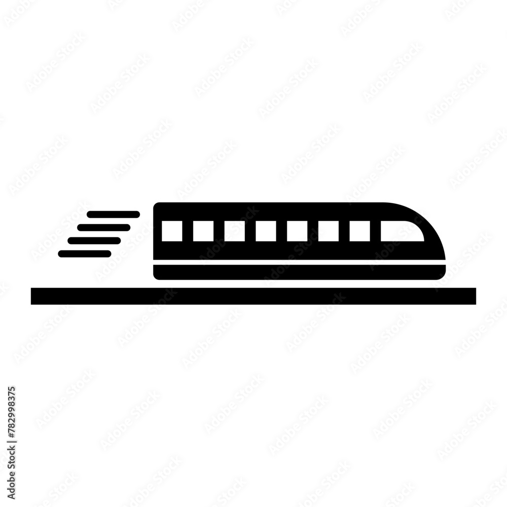 Moving bullet train silhouette icon. Vector. Moving bullet train silhouette icon. Vector.