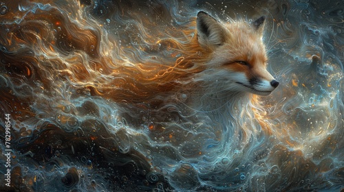 Radiant Fox Surrounded by Swirling Magical Energies, Weaver of Fate and Destiny © pengedarseni