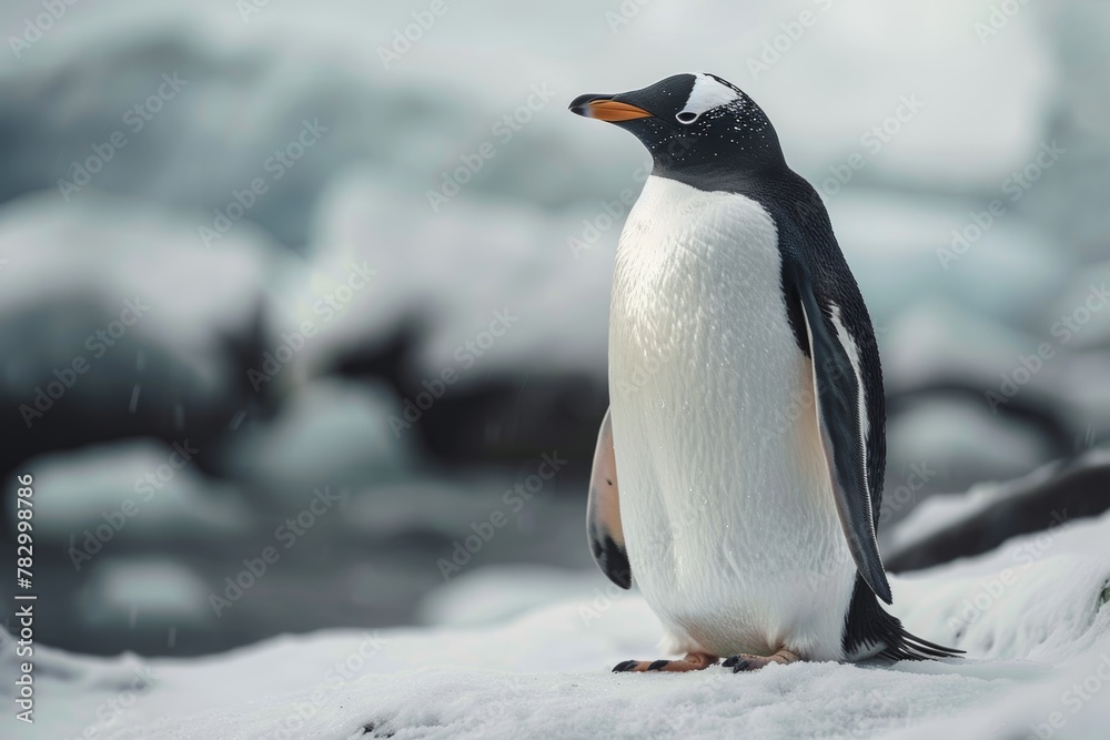 Naklejka premium charming birds in their natural habitat.World Penguin Day