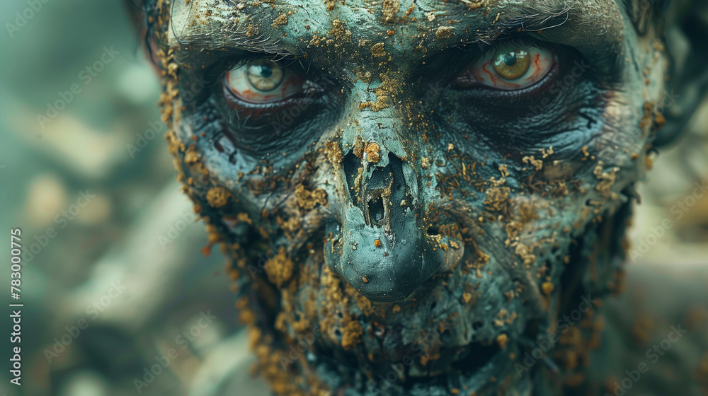 close up of a zombie face close up of a zombie face