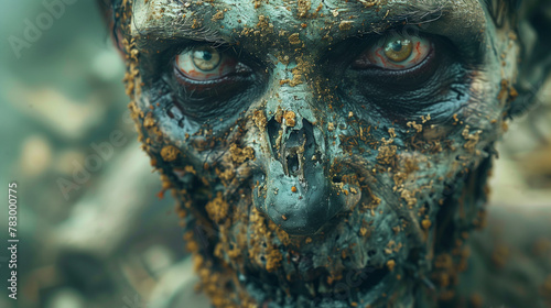 close up of a zombie face photo