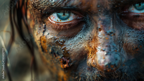 close up of a zombie face