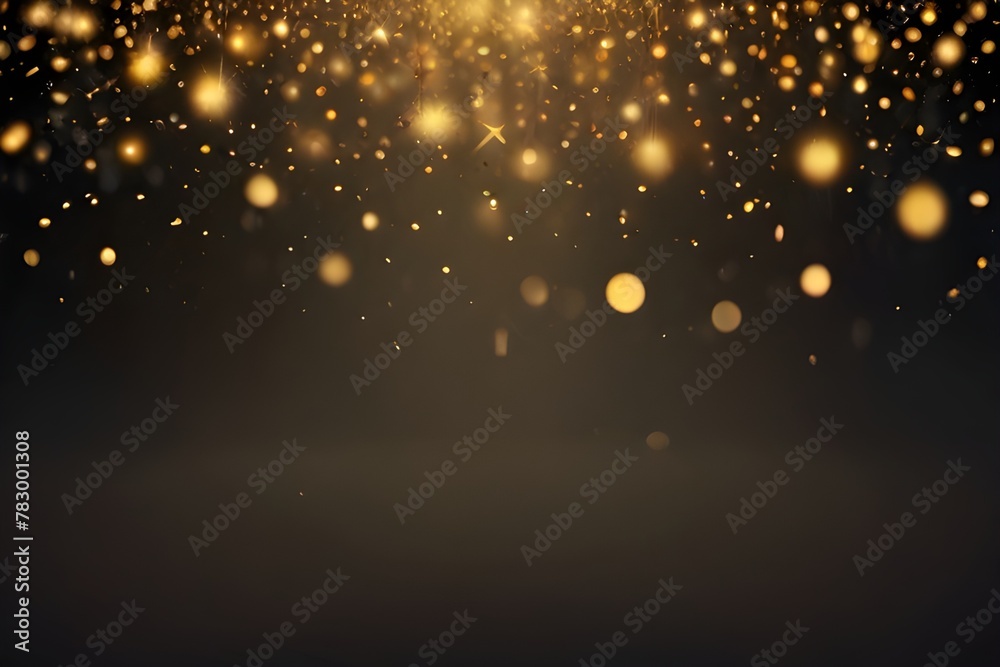 Vector background with golden bokeh, falling golden sparks, dust glitter, blur effect Generative AI