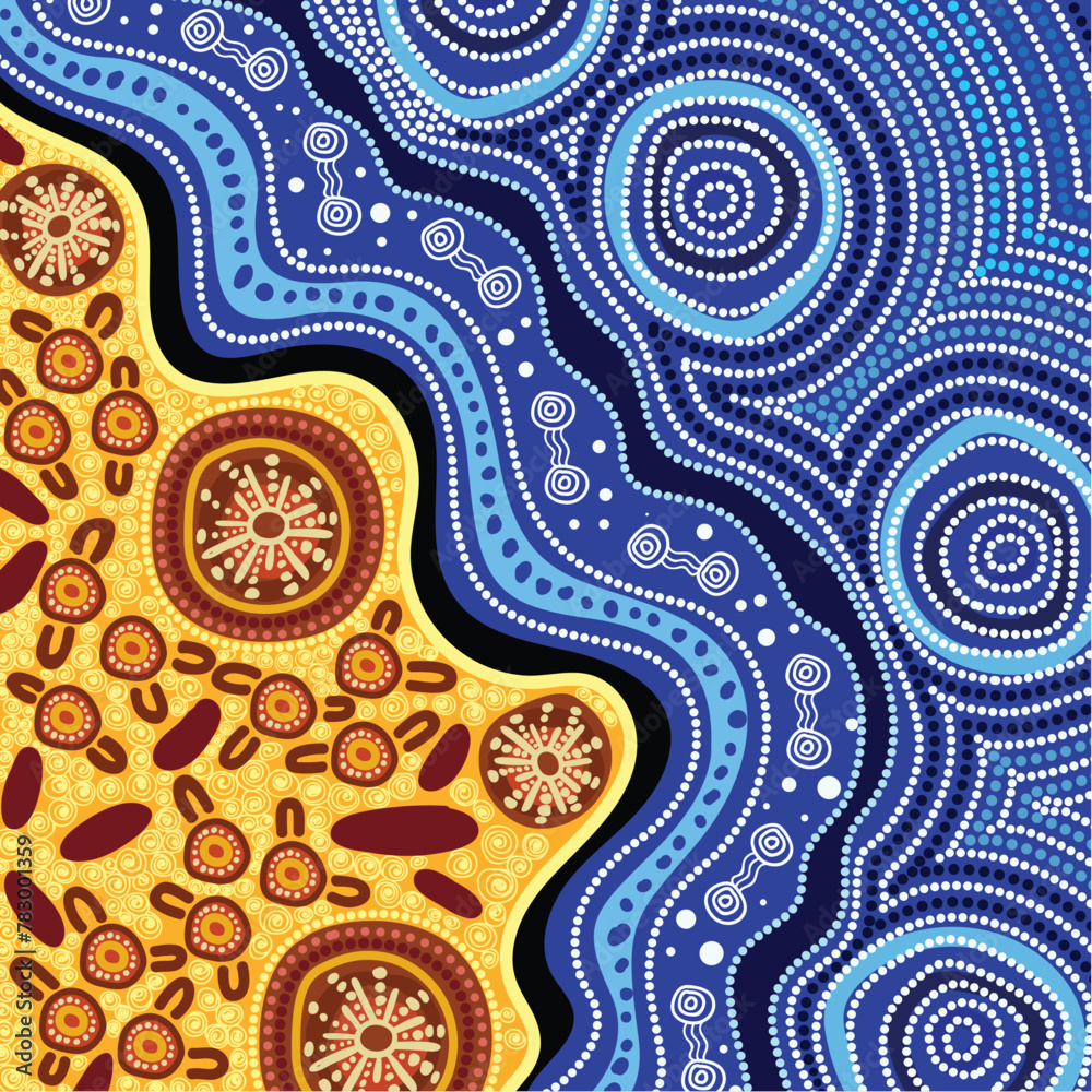 Naklejka premium Dot bright painting in aboriginal style - Vector Illustration