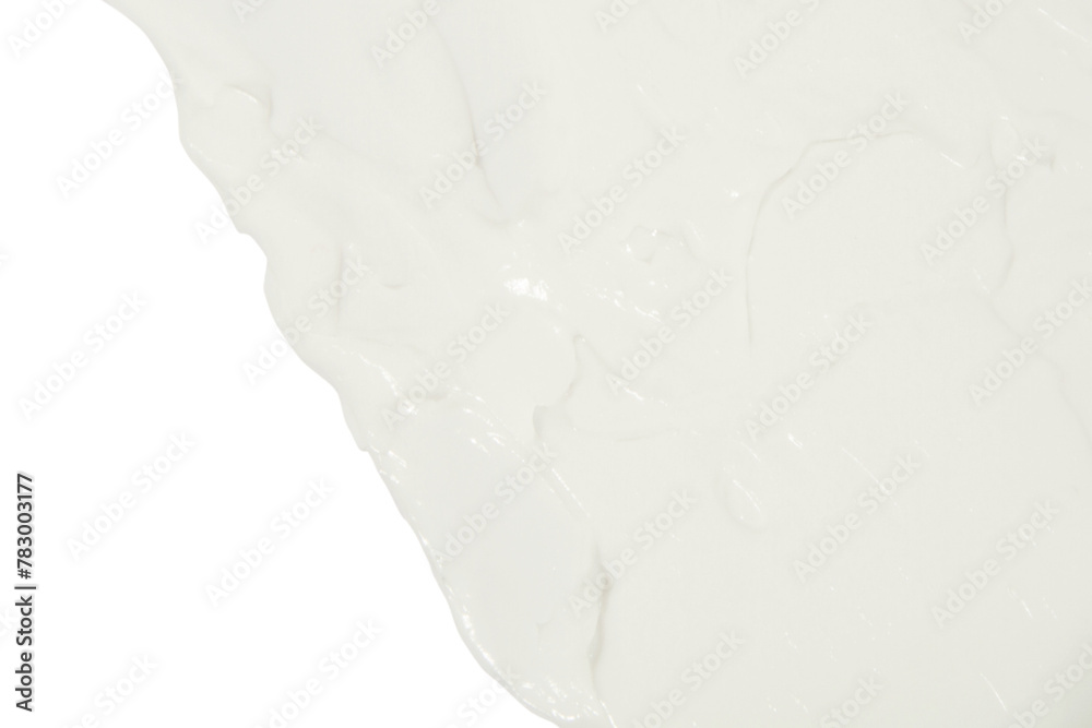 Obraz premium White cosmetic cream smeared on a blank background.