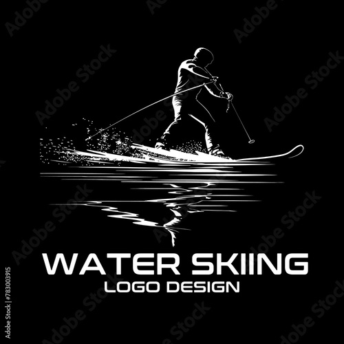 Water Skiing Vector Logo Design