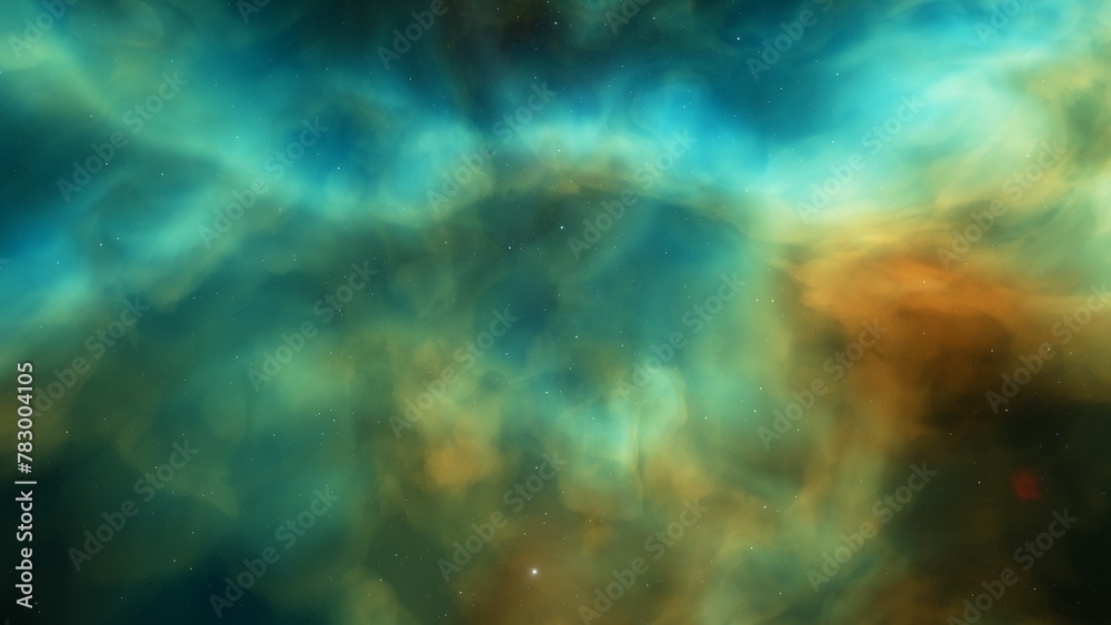 Deep space nebula with stars. Bright and vibrant Multicolor Starfield Infinite space outer space background with nebulas and stars. Star clusters, nebula outer space background 3d render
