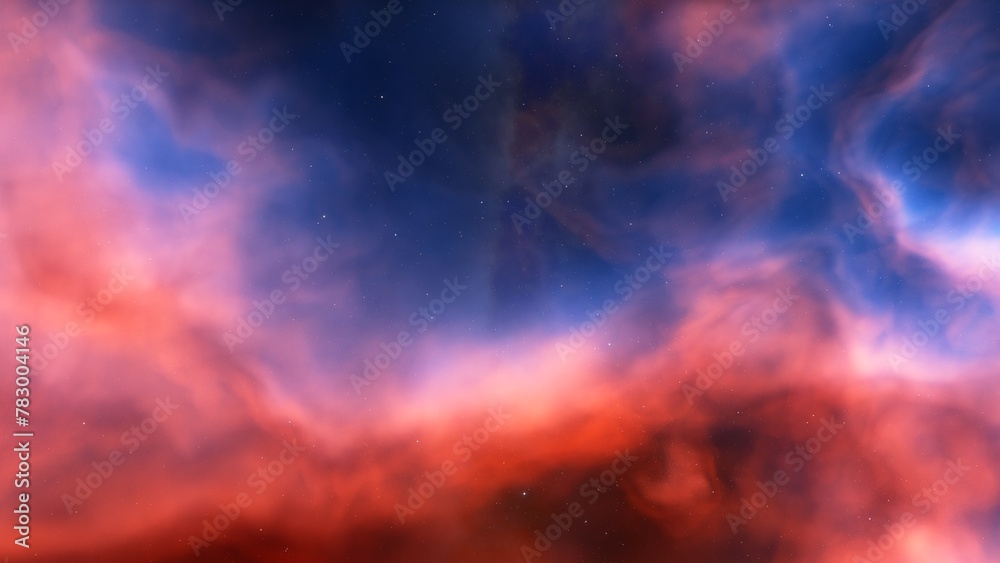 Obraz premium Deep space nebula with stars. Bright and vibrant Multicolor Starfield Infinite space outer space background with nebulas and stars. Star clusters, nebula outer space background 3d render 