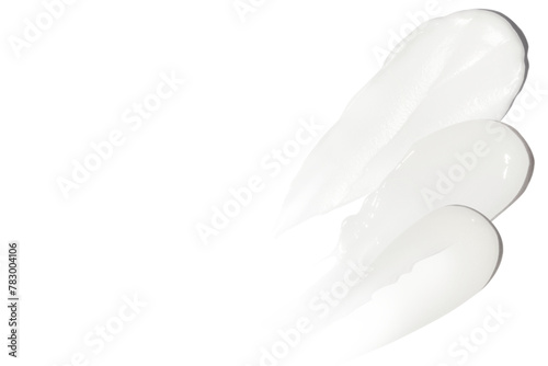 Set, composition of cosmetic strokes, cream on a blank background.