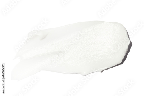 A smear of cream on a blank background.