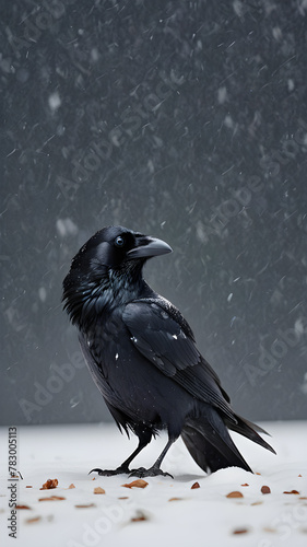 crow on snow