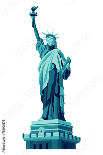 The Statue of Liberty flat cartoon isolated on white background.  illustration