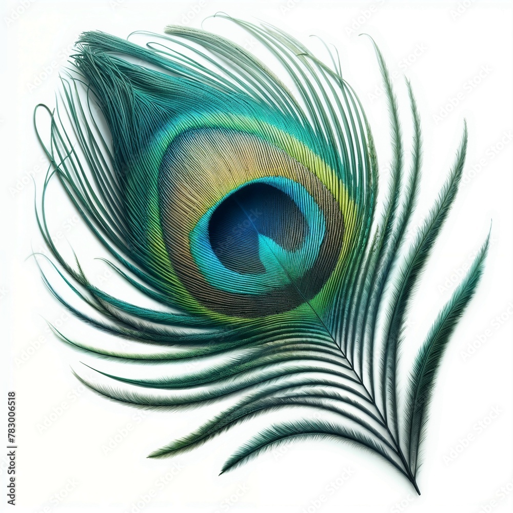 Obraz premium peacock feather on white background