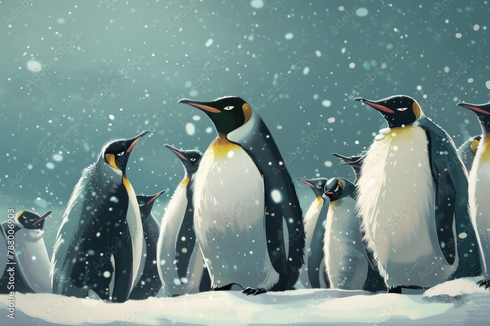 Obraz premium charming birds in their natural habitat.World Penguin Day