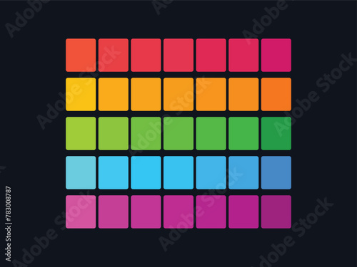 Moody color palette. Red Yellow Green Blue magenta color. Fashion Trend Color Guide palette. An example of a color palette vector. Forecast of the future color. 