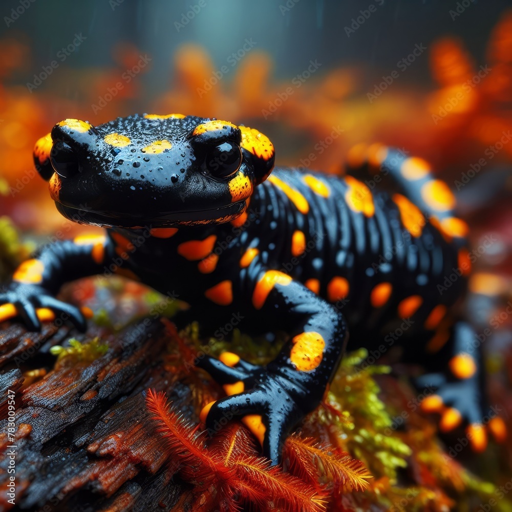 Obraz premium Close-up of a fire salamander